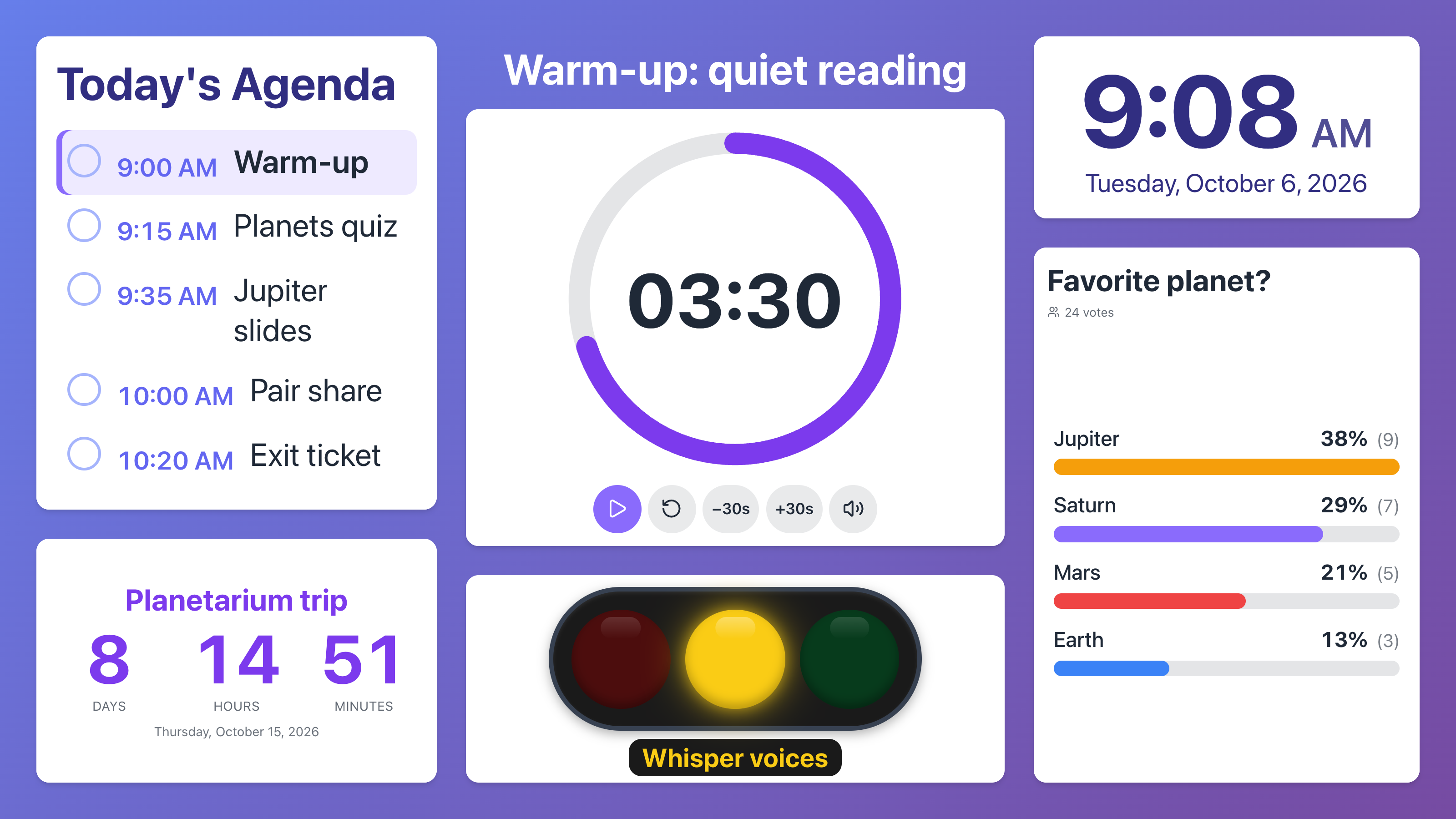 EasyClass display board on the classroom TV